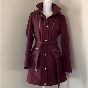 Michael Kors | Softshell Hooded Trench Coat | Burgundy | Large